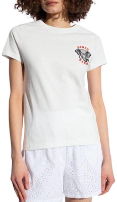 (Women) KENZO White Animal Print Logo Crewneck T-Shirt FE52TS1134SG-02 Details for (Women) KENZO White Animal Print Logo Crewneck T-Shirt FE52TS1134SG-02