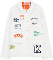 (Women) KENZO White Button Alphabet Print Jacket. FD52VE0379RT02 (Women) KENZO White Button Alphabet Print Jacket. FD52VE0379RT02