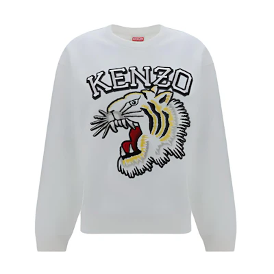 (Women) KENZO White Embroidered Crewneck Pullover Sweatshirt FE52SW1394MF-02