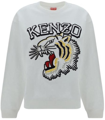 (Women) KENZO White Embroidered Crewneck Pullover Sweatshirt FE52SW1394MF-02 Order (Women) KENZO White Embroidered Crewneck Pullover Sweatshirt FE52SW1394MF-02