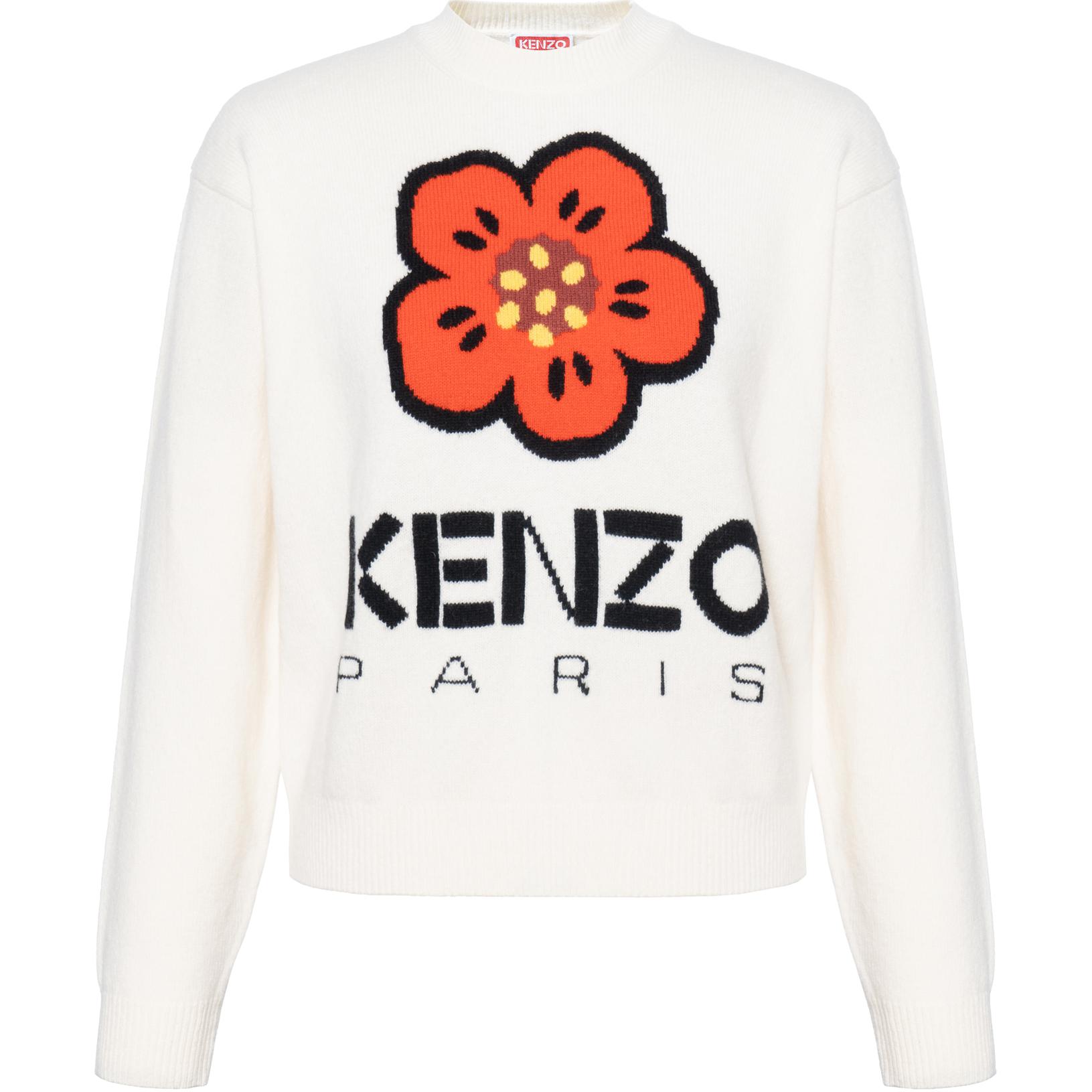 Buy (Women) KENZO  White Floral Print Crewneck Long-Sleeve Sweater. FD62PU4303LD