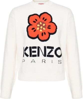 (Women) KENZO White Floral Print Crewneck Long-Sleeve Sweater. FD62PU4303LD Buy (Women) KENZO White Floral Print Crewneck Long-Sleeve Sweater. FD62PU4303LD