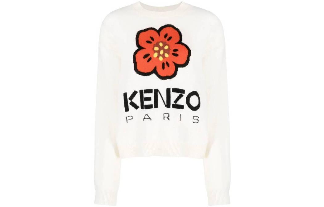 Order (Women) KENZO  White Floral Print Crewneck Long-Sleeve Sweater. FD62PU4303LD
