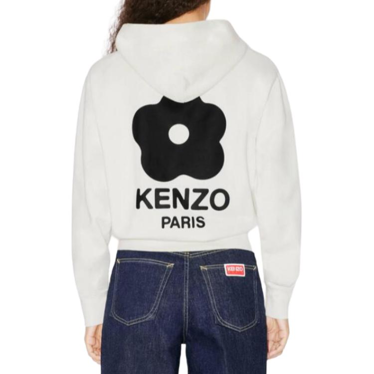 Purchase (Women) KENZO  White Hoodie with Logo Long Sleeve Pullover. FD62SW1134MF-02