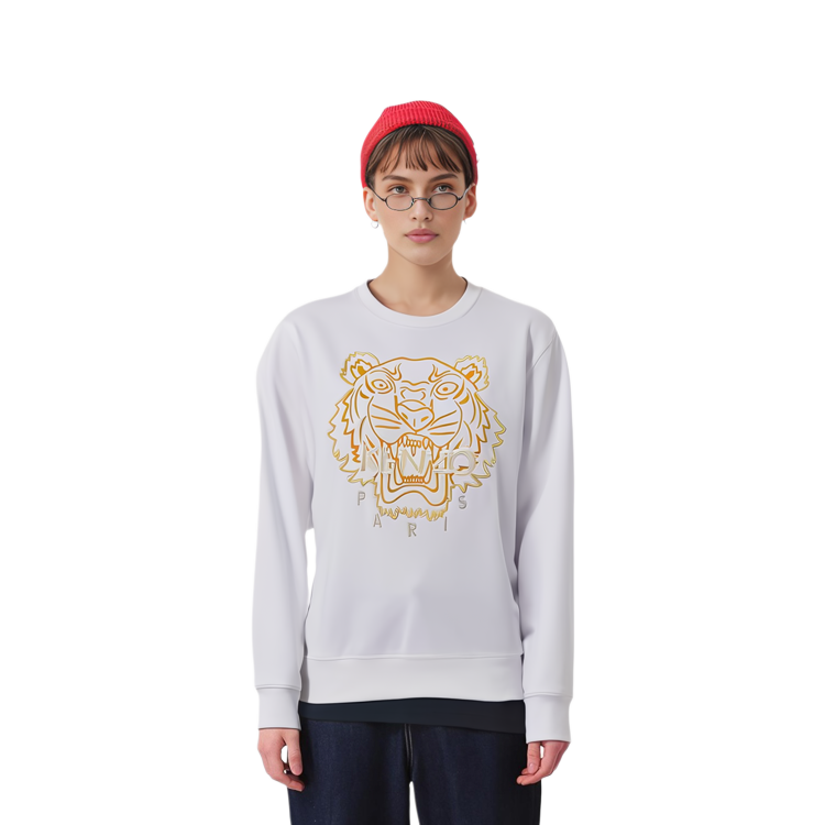 (Women) KENZO  White Tiger Embroidered Cotton Crewneck Sweatshirt FC52SW8244XH-01B 圖 4