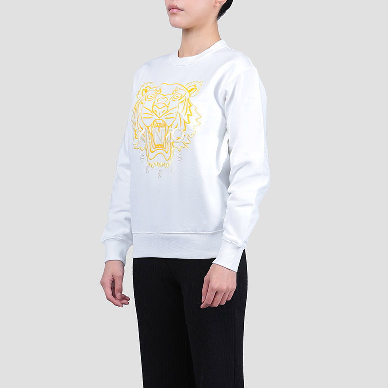 (Women) KENZO  White Tiger Embroidered Cotton Crewneck Sweatshirt FC52SW8244XH-01B 圖 6