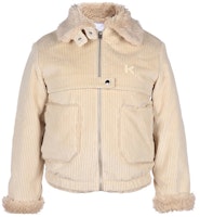 (Women) KENZO Beige Fur-Collar Zip-Up Jacket FA62BL1179CV-08 (Women) KENZO Beige Fur-Collar Zip-Up Jacket FA62BL1179CV-08