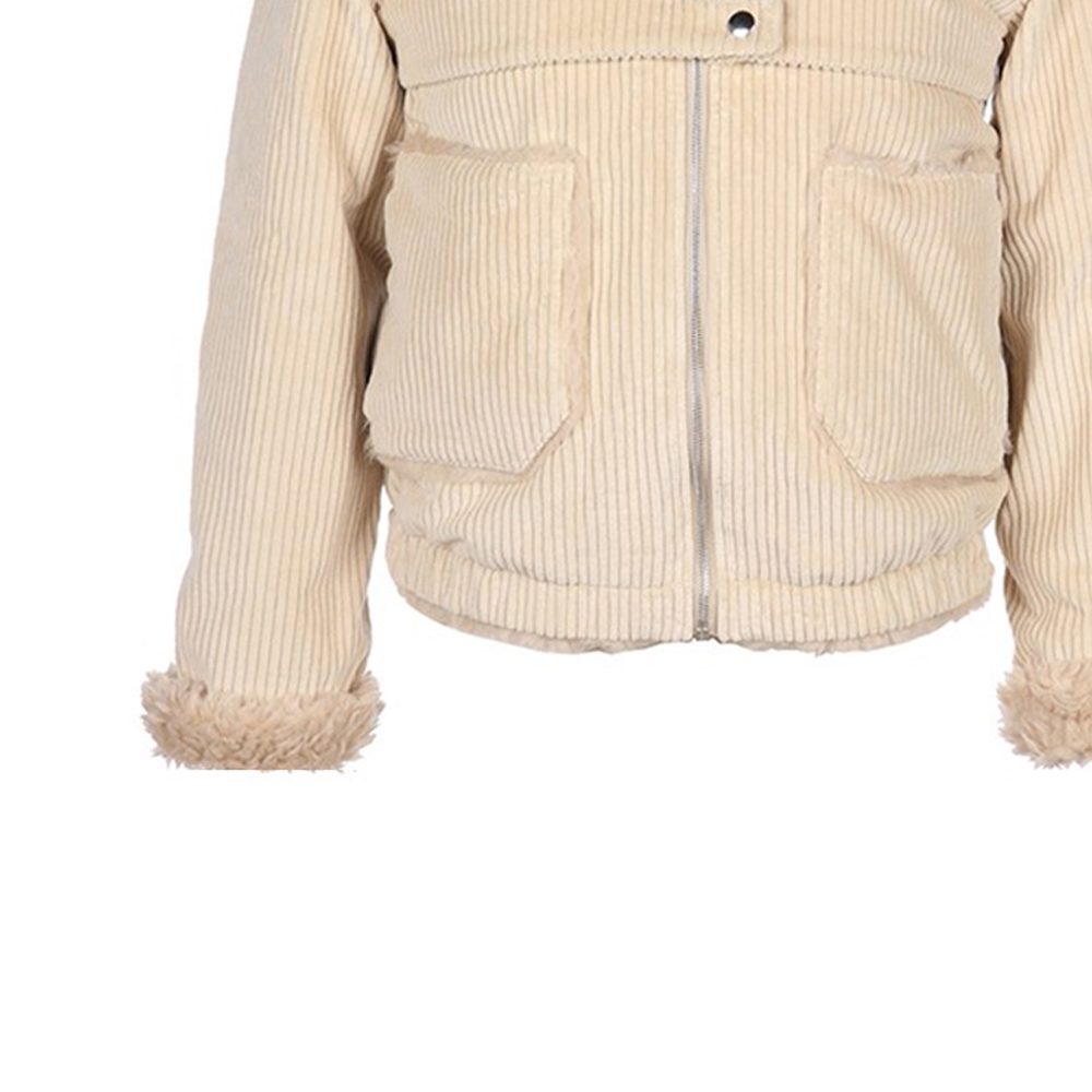 Sizing (Women) KENZO Beige Fur-Collar Zip-Up Jacket FA62BL1179CV-08