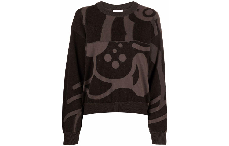 (Women) KENZO Black Color-Block Graphic Crewneck Sweater. FB62PU6403TC-99