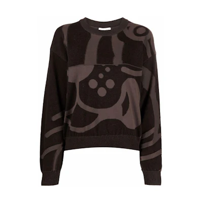 (Women) KENZO Black Color-Block Graphic Crewneck Sweater. FB62PU6403TC-99