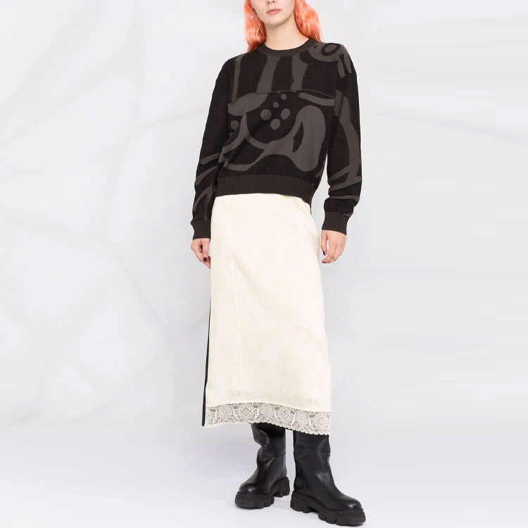 Lookbook (W) KENZO ブラック カラーブロック グラフィック クルーネック セーター. FB62PU6403TC-99