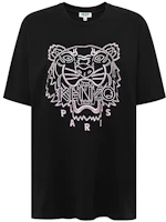 (Women) KENZO Black Cotton T-Shirt with Large Tiger Logo F962TS9524Y5-99 (Women) KENZO Black Cotton T-Shirt with Large Tiger Logo F962TS9524Y5-99