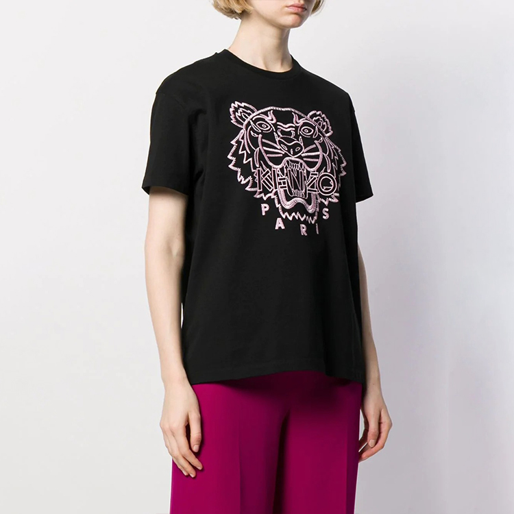(Women) KENZO Black Cotton T-Shirt with Large Tiger Logo F962TS9524Y5-99 圖 5