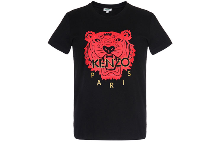 Order (W) ケンゾー ブラック コットン Tシャツ プリントタイガーロゴ FA5-2TS721-4W5-99