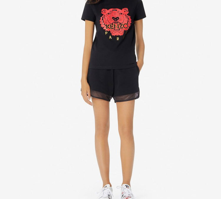 Purchase (W) ケンゾー ブラック コットン Tシャツ プリントタイガーロゴ FA5-2TS721-4W5-99