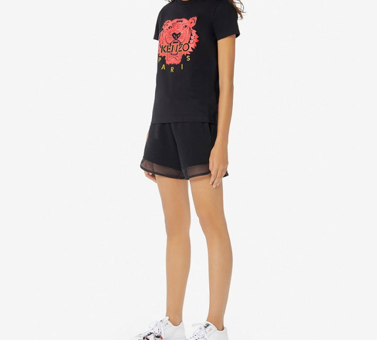 Details for (W) ケンゾー ブラック コットン Tシャツ プリントタイガーロゴ FA5-2TS721-4W5-99