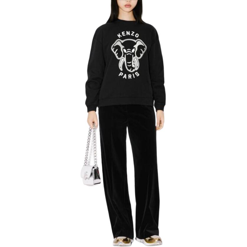 (Women) Kenzo Black Crewneck Animal Letter Print Pullover Sweatshirt FD62SW1044MF-99J 圖 4