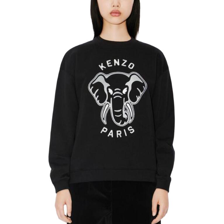 (Women) Kenzo Black Crewneck Animal Letter Print Pullover Sweatshirt FD62SW1044MF-99J 圖 5