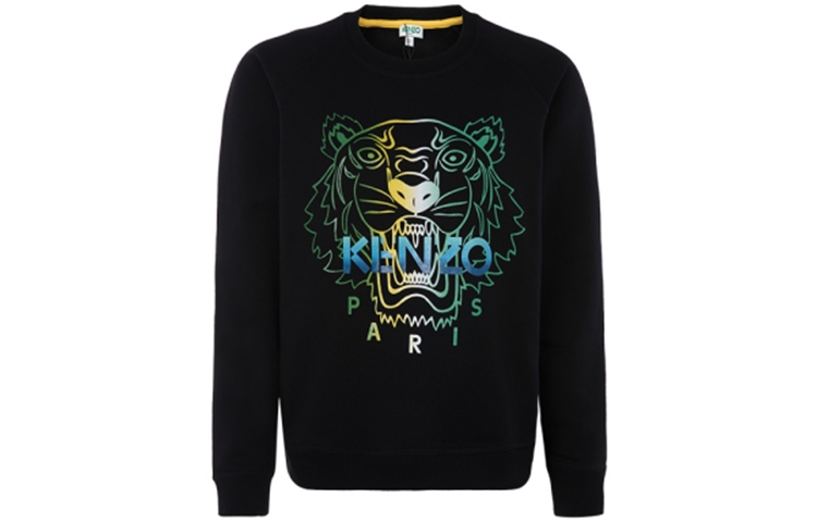 (Women) Kenzo Black Crewneck Sweatshirt with Logo and Multi-Pattern Design FA52SW8164XH-99-1
