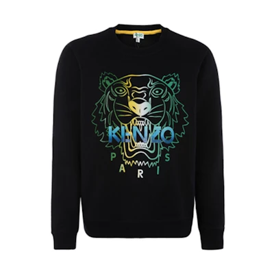 (Women) Kenzo Black Crewneck Sweatshirt with Logo and Multi-Pattern Design FA52SW8164XH-99-1