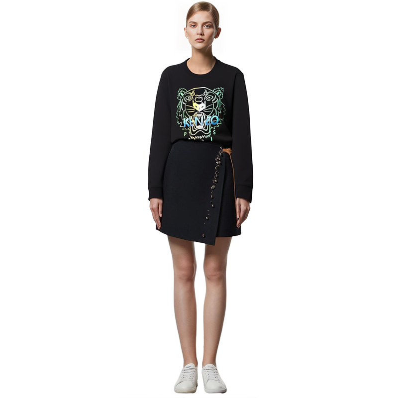 (Women) Kenzo Black Crewneck Sweatshirt with Logo and Multi-Pattern Design FA52SW8164XH-99-1 圖 5