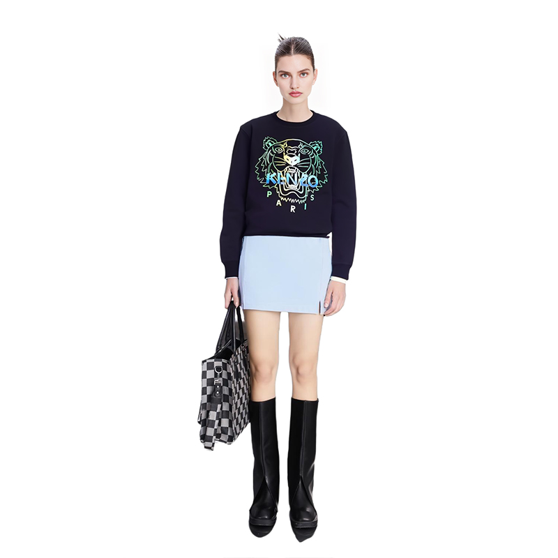 (Women) Kenzo Black Crewneck Sweatshirt with Logo and Multi-Pattern Design FA52SW8164XH-99-1 圖 8