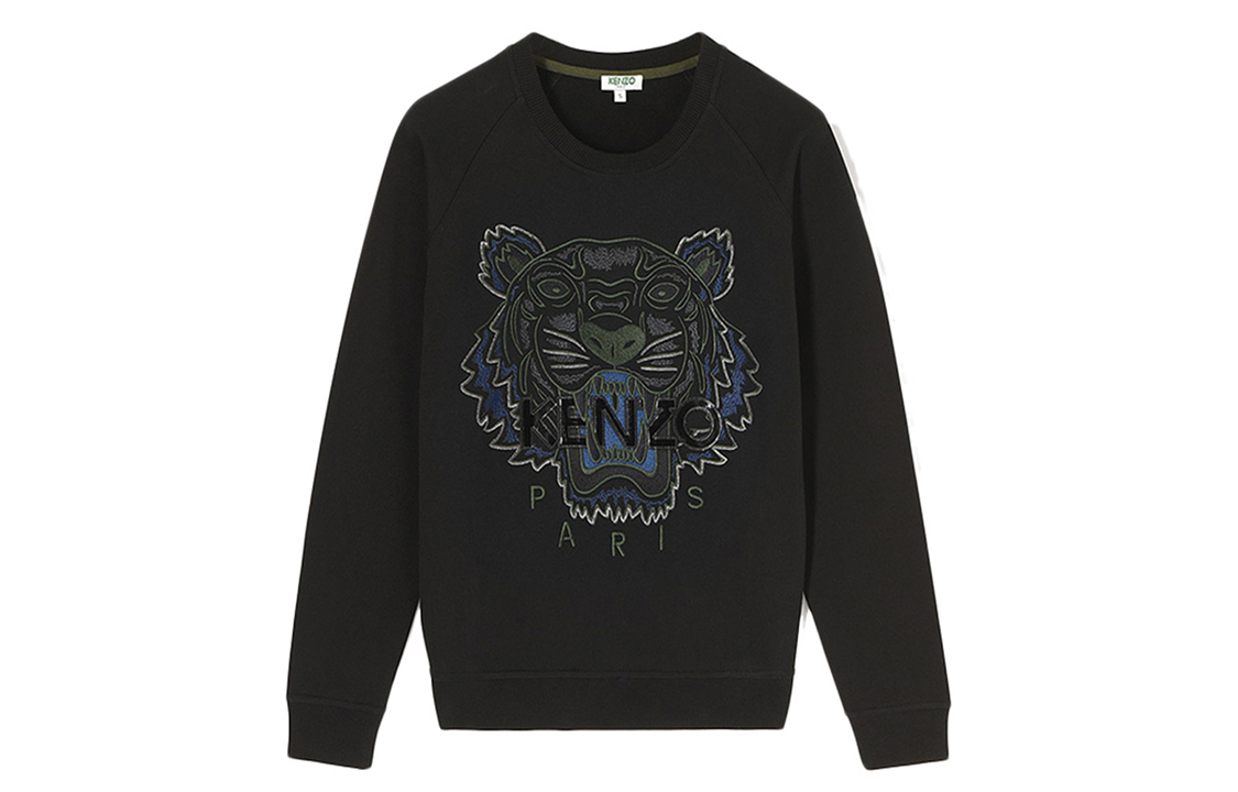 (Women) KENZO Black Embroidered Tiger Crewneck Sweatshirt F762SW7144XD-99