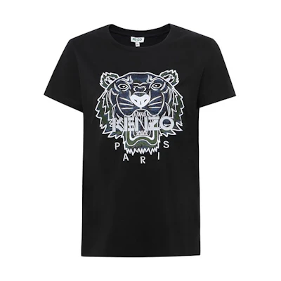 (Women) KENZO Black Embroidered Tiger Head T-Shirt F762TS8494YG-99