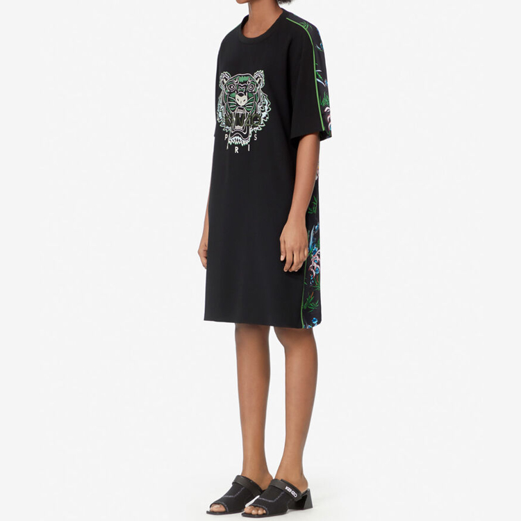 Purchase (W) KENZO 黑色花卉背面印花连衣裙 FA5-2RO193-5AC-59