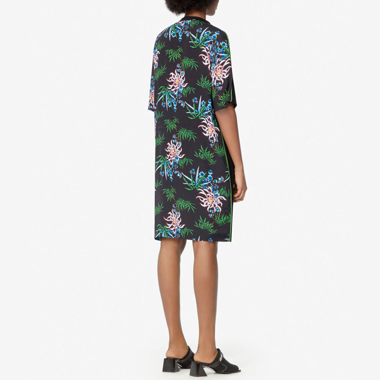 Details for (W) KENZO 黑色花卉背面印花连衣裙 FA5-2RO193-5AC-59