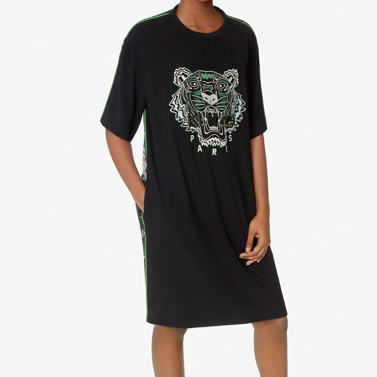 Sizing (W) KENZO 黑色花卉背面印花连衣裙 FA5-2RO193-5AC-59