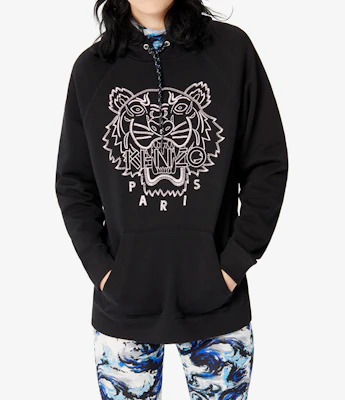 (Women) KENZO Black Hoodie with Embroidered Tiger Head F96-2SW864-4X5-99 Shop (Women) KENZO Black Hoodie with Embroidered Tiger Head F96-2SW864-4X5-99