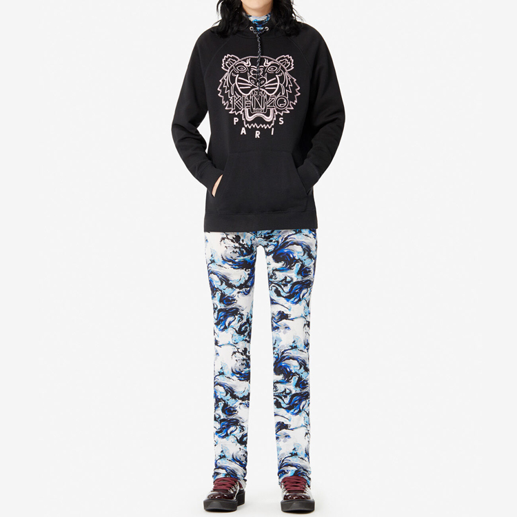 Purchase (Women) KENZO Black Hoodie with Embroidered Tiger Head F96-2SW864-4X5-99