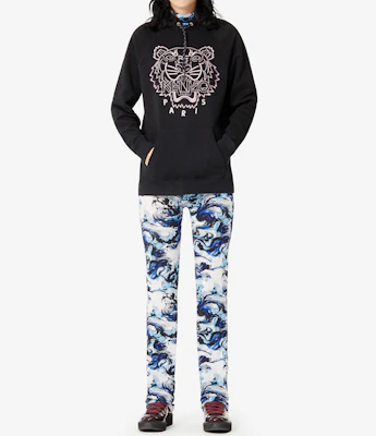 (Women) KENZO Black Hoodie with Embroidered Tiger Head F96-2SW864-4X5-99 Purchase (Women) KENZO Black Hoodie with Embroidered Tiger Head F96-2SW864-4X5-99