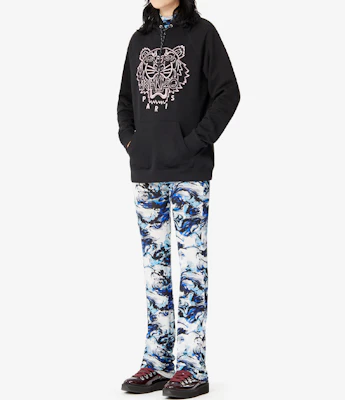 (Women) KENZO Black Hoodie with Embroidered Tiger Head F96-2SW864-4X5-99 Details for (Women) KENZO Black Hoodie with Embroidered Tiger Head F96-2SW864-4X5-99