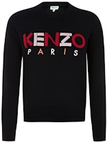 (Women) KENZO Black Knit Pullover Sweater with Colorblock Letter Print. FA52PU507808-99-1 (Women) KENZO Black Knit Pullover Sweater with Colorblock Letter Print. FA52PU507808-99-1
