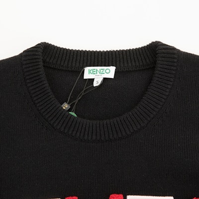 (W) KENZO Sweater Hitam Rajut dengan Warna Blok dan Cetak Huruf. FA52PU507808-99-1 Sizing (W) KENZO Sweater Hitam Rajut dengan Warna Blok dan Cetak Huruf. FA52PU507808-99-1