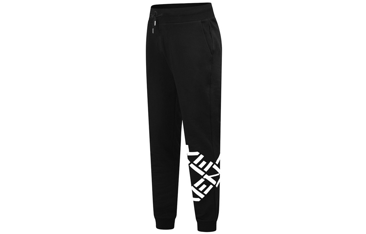 Shop (W) KENZO 黑色標誌印花運動長褲 FA62PA7224MS-99