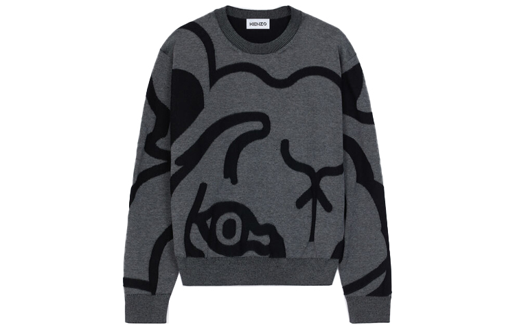 Order (W) KENZO 黑色印花套頭連帽衫毛衣。 FB52PU5863TC-98