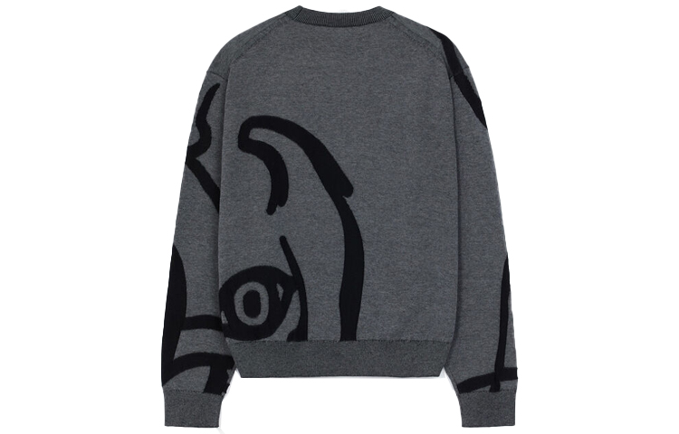 Lookbook (W) KENZO 黑色印花套頭連帽衫毛衣。 FB52PU5863TC-98