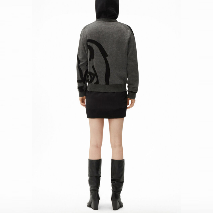 Purchase (W) KENZO 黑色印花套頭連帽衫毛衣。 FB52PU5863TC-98