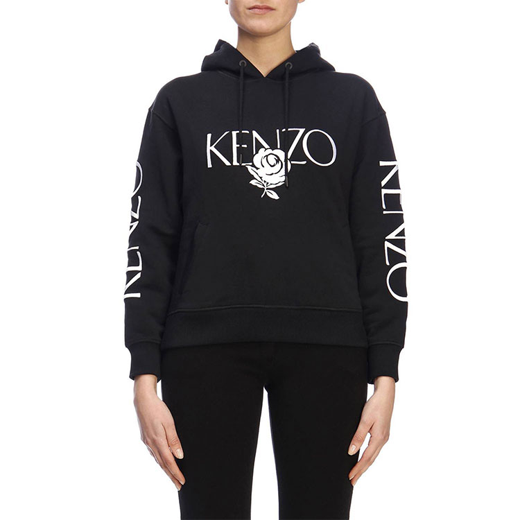 Shop (W) Kenzo 黑色玫瑰标志连帽卫衣 F952SW780952-99