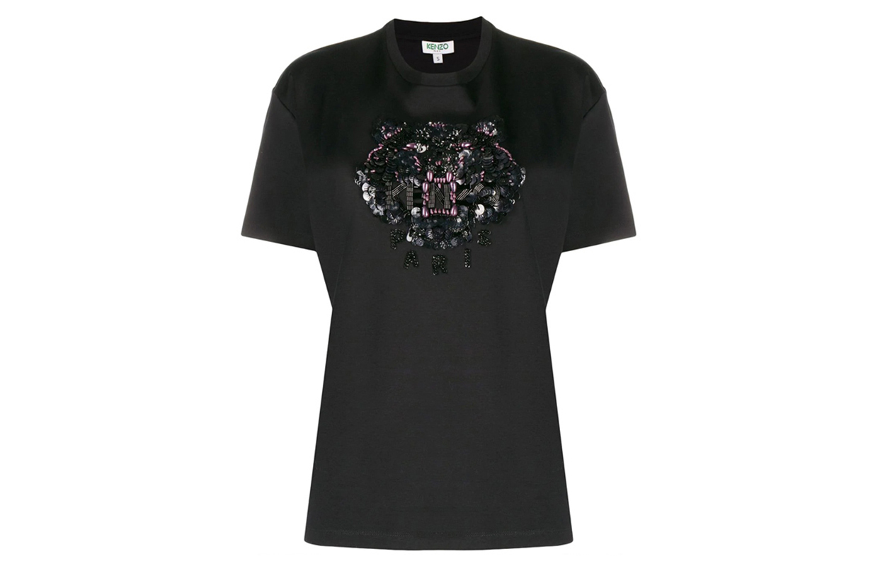 (Women) KENZO Black Sequined Tiger Head T-Shirt FA52TS9584YN-99 圖 2