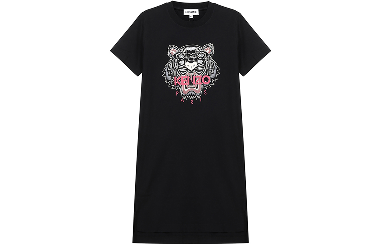 Order (W) KENZO 黑色短袖連衣裙，虎頭圖案設計 FA62RO7754YA-99