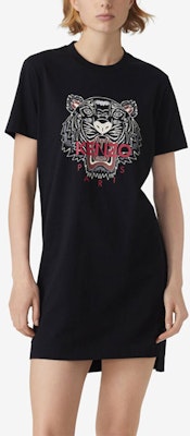 (W) KENZO 黑色短袖連衣裙,虎頭圖案設計 FA62RO7754YA-99 Shop (W) KENZO 黑色短袖連衣裙,虎頭圖案設計 FA62RO7754YA-99