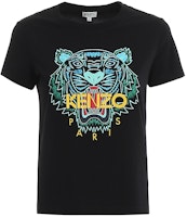 (Women) KENZO Black Short Sleeve T-Shirt with Tiger Head Graphic. FA52TS7214YB-99B (Women) KENZO Black Short Sleeve T-Shirt with Tiger Head Graphic. FA52TS7214YB-99B