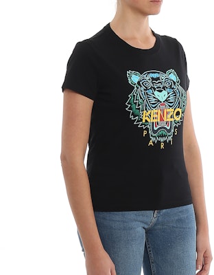 (W) KENZO Camiseta Negra de Manga Corta con Gráfico de Cabeza de Tigre. FA52TS7214YB-99B Purchase (W) KENZO Camiseta Negra de Manga Corta con Gráfico de Cabeza de Tigre. FA52TS7214YB-99B