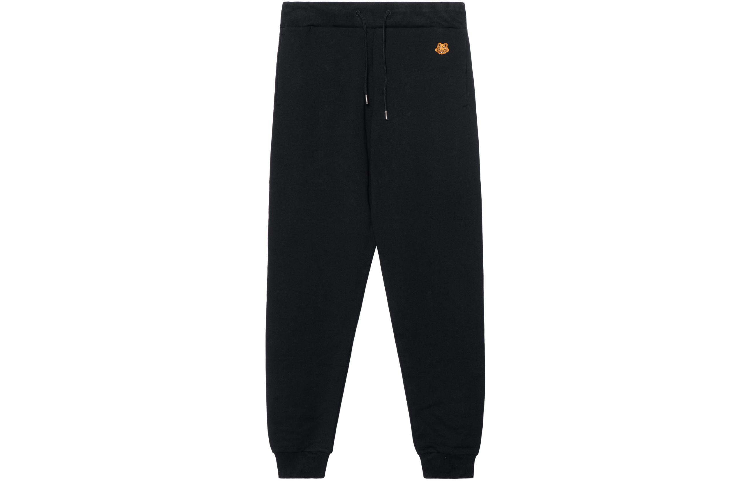 (Women) KENZO Black Sweatpants with Embroidered Small Tiger Head Design. FB52PA7224ML-99