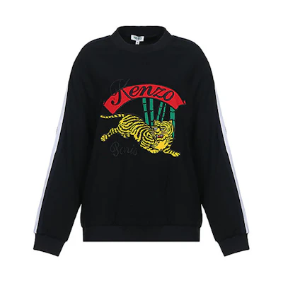 (Women) KENZO Black Sweatshirt with Bamboo Tiger Print F862TO1205AC-99