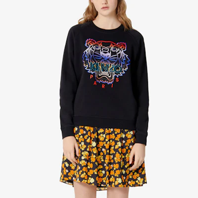 (W) Kenzo Sweatshirt Hitam dengan Bordir Kepala Harimau Warna-Warni F962SW8074XE-99 Purchase (W) Kenzo Sweatshirt Hitam dengan Bordir Kepala Harimau Warna-Warni F962SW8074XE-99